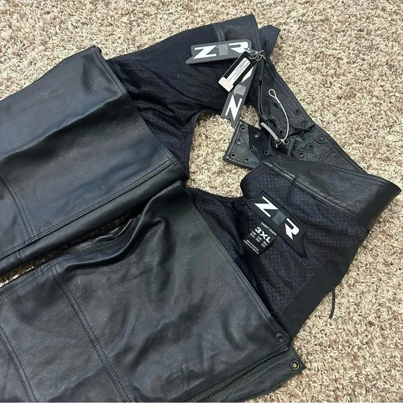 Z1R Sabot Leather Motorcycle Riding Chaps 3XL NWT - Picture 3 of 8